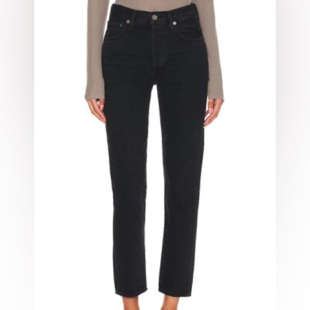 Agolde Black High-Rise Straight Jeans